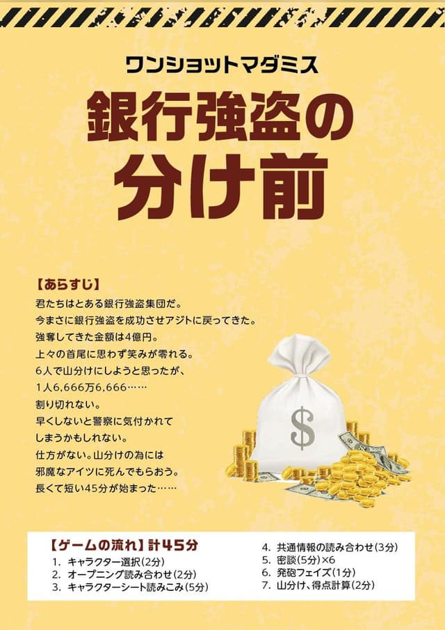 ワンショットマダミス 銀行強盗の分け前