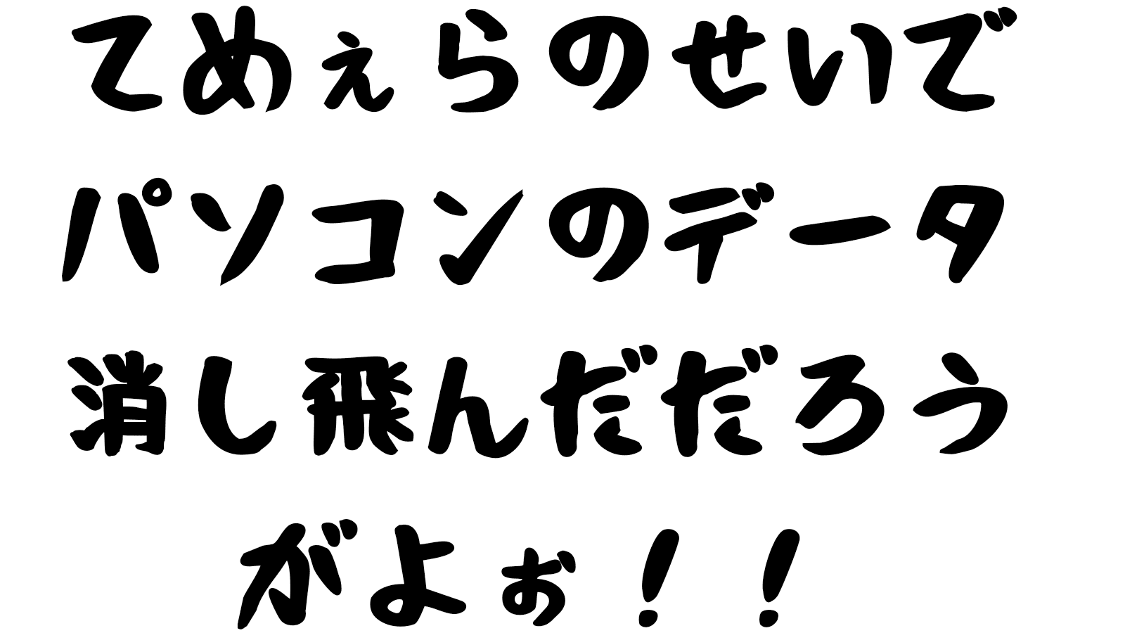 てめぇらのせいでパソコンのデータ消し飛んだだろうがよぉ！！