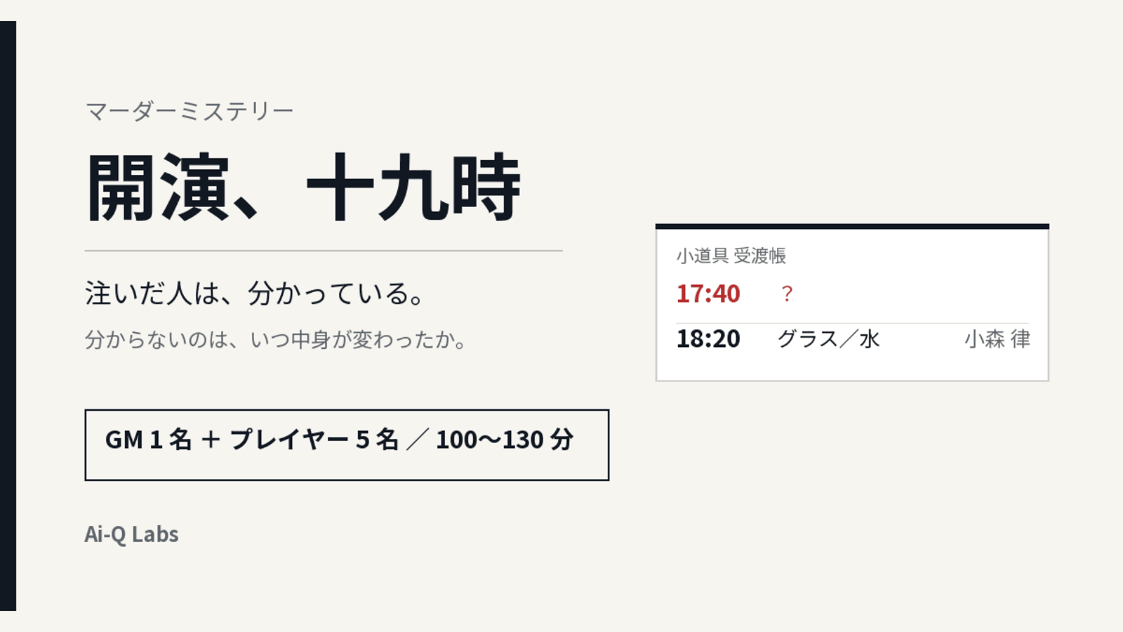 開演、十九時