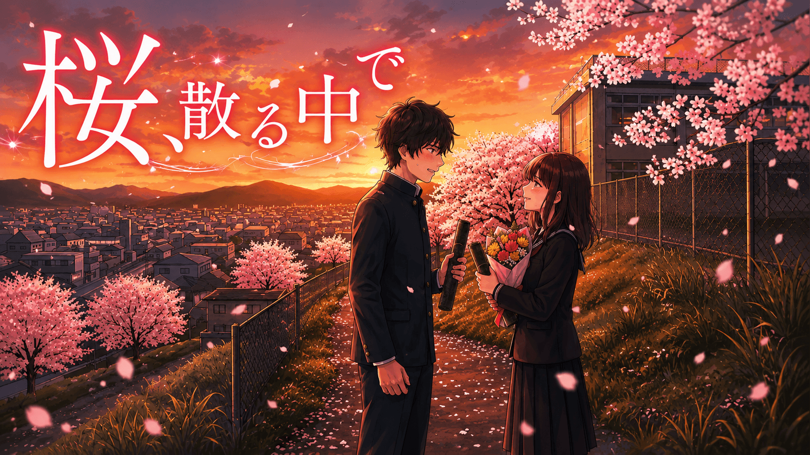 桜、散る中で