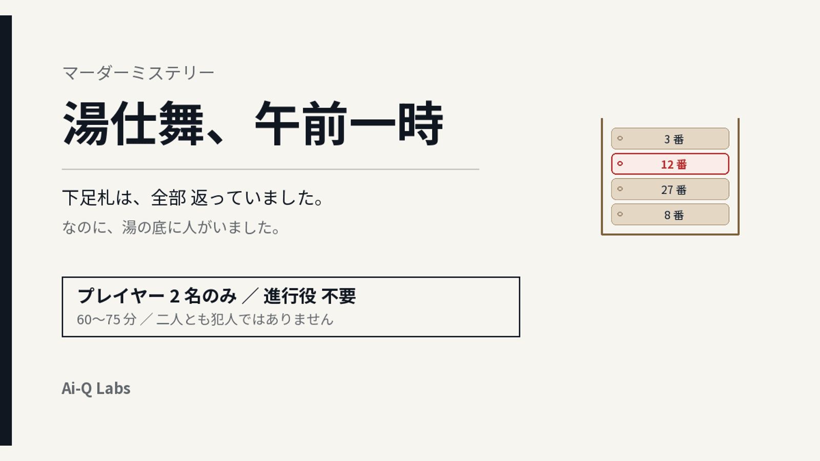 湯仕舞、午前一時