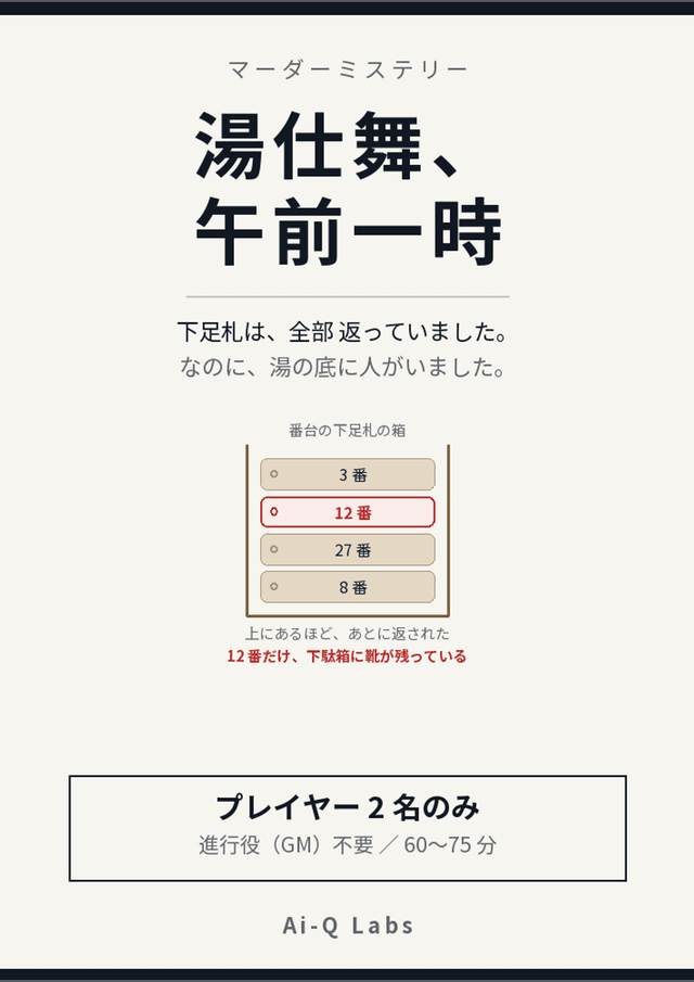 湯仕舞、午前一時